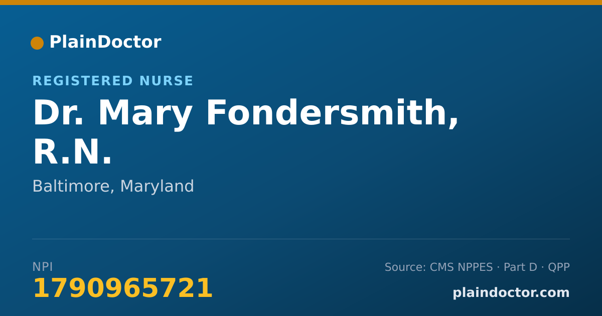 Shareable card for Mary Fondersmith, R.N. - Registered Nurse, Baltimore, MD
