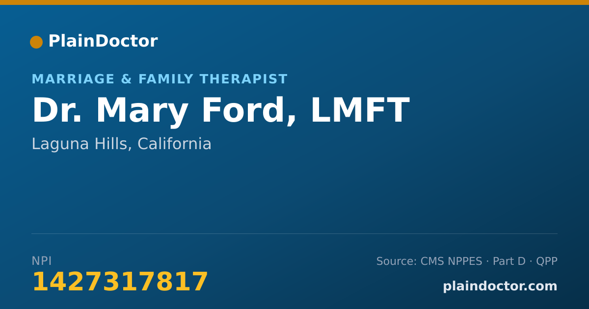 Shareable card for Mary Ford, LMFT - Marriage & Family Therapist, Laguna Hills, CA