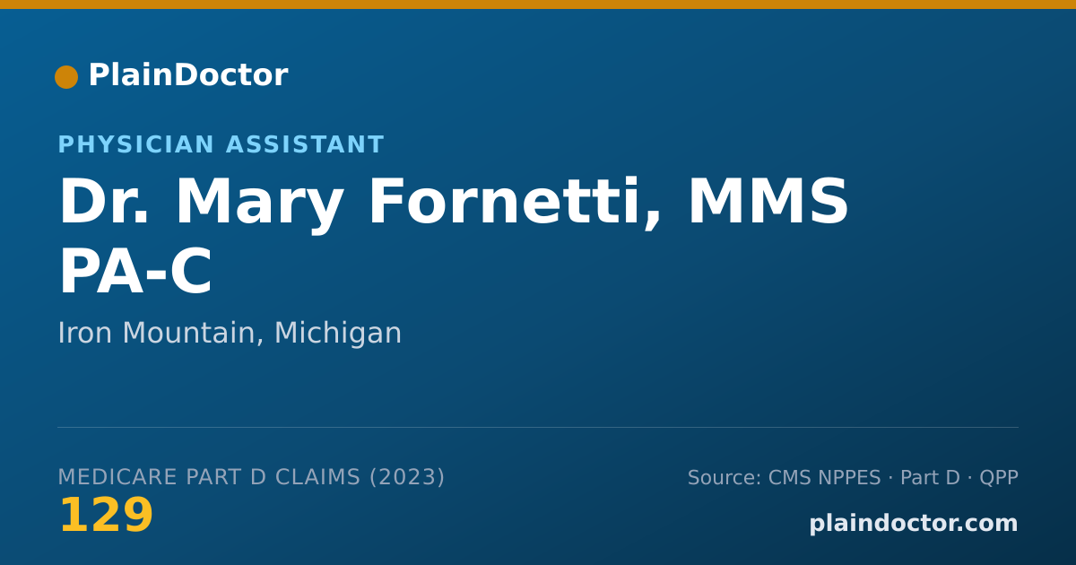 Shareable card for Mary Fornetti, MMS PA-C - Physician Assistant, Iron Mountain, MI
