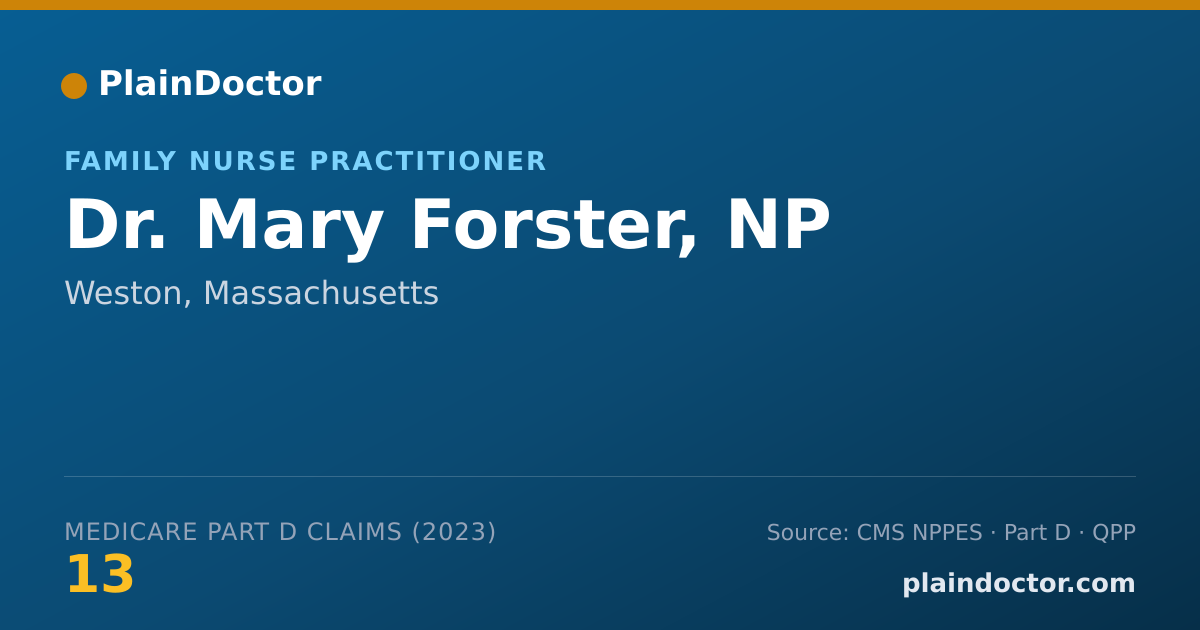 Shareable card for Mary Forster, NP - Family Nurse Practitioner, Weston, MA