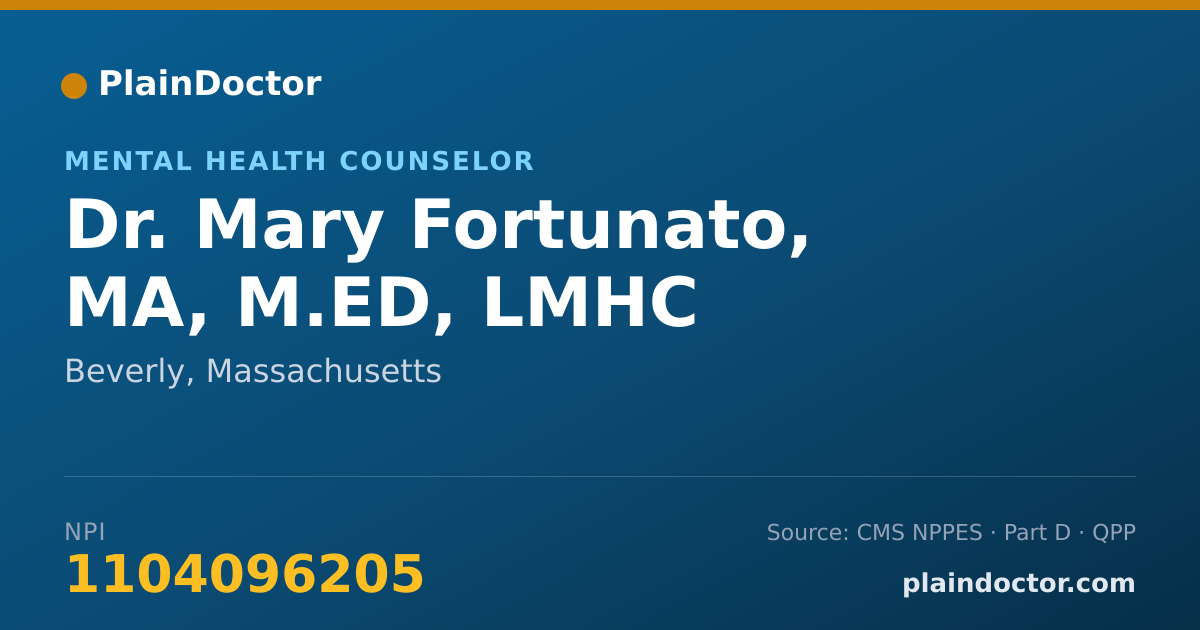 Shareable card for Mary Fortunato, MA, M.ED, LMHC - Mental Health Counselor, Beverly, MA