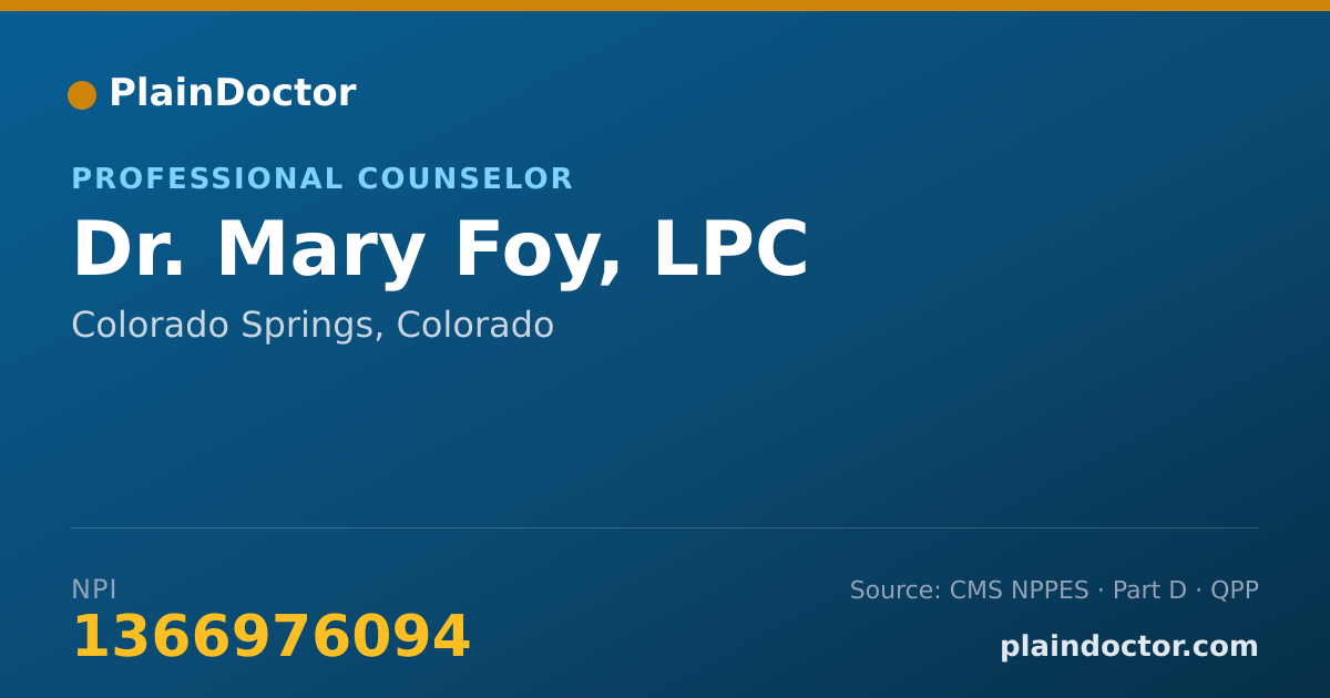 Shareable card for Mary Foy, LPC - Professional Counselor, Colorado Springs, CO