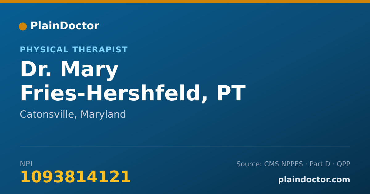 Shareable card for Mary Fries-Hershfeld, PT - Physical Therapist, Catonsville, MD
