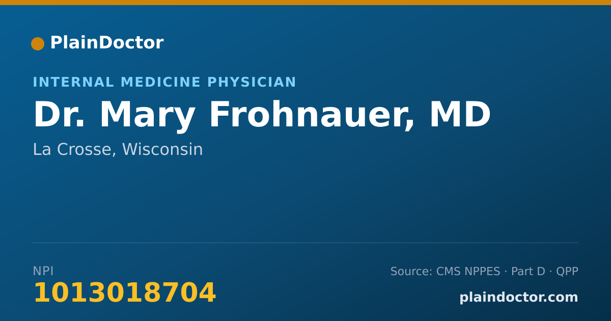 Shareable card for Mary Frohnauer, MD - Internal Medicine Physician, La Crosse, WI