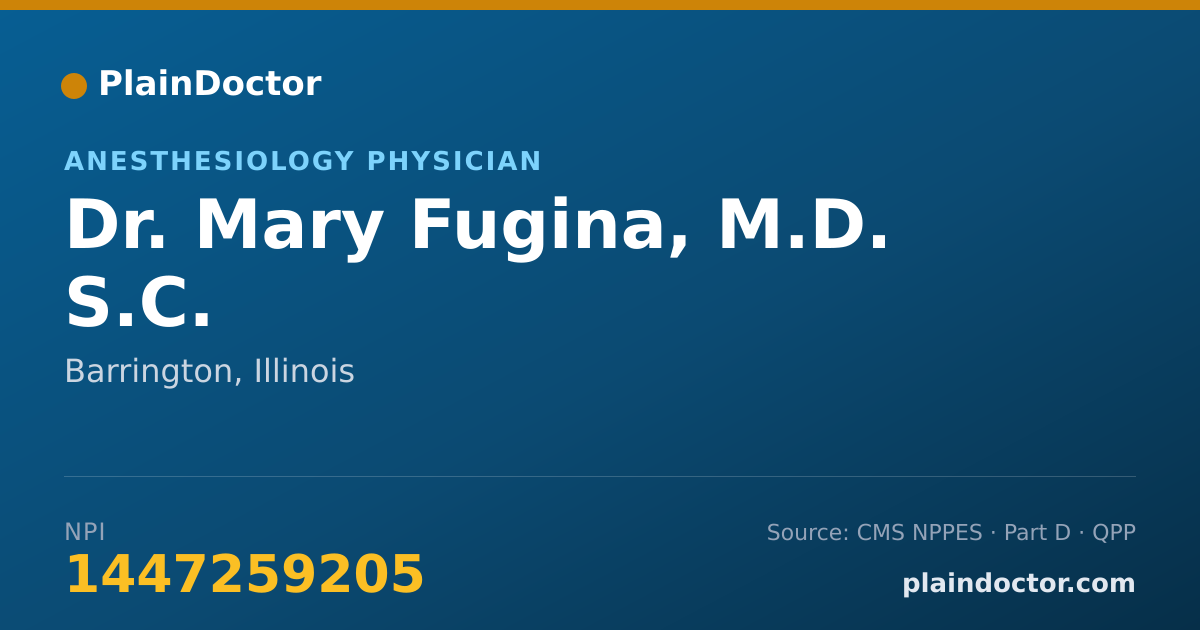 Shareable card for Mary Fugina, M.D. S.C. - Anesthesiology Physician, Barrington, IL
