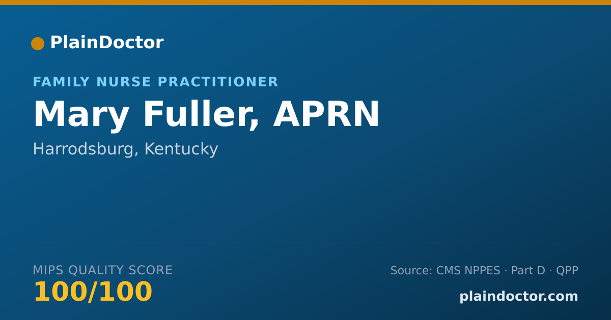 Shareable card for Mary Fuller, APRN - Family Nurse Practitioner, Harrodsburg, KY