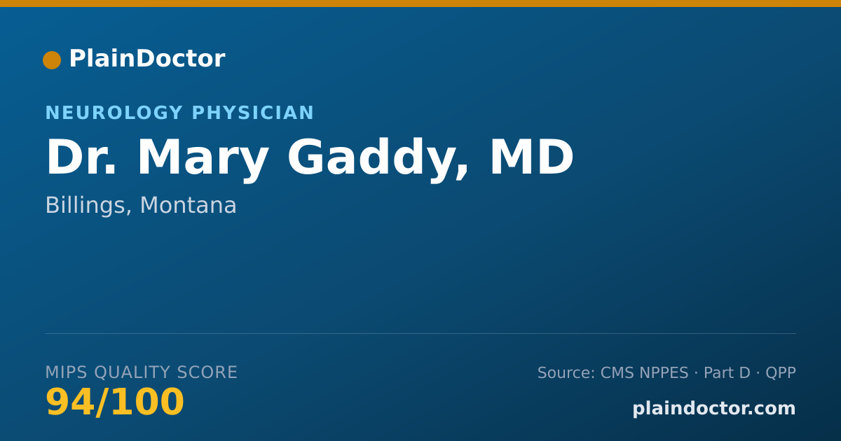 Shareable card for Mary Gaddy, MD - Neurology Physician, Billings, MT