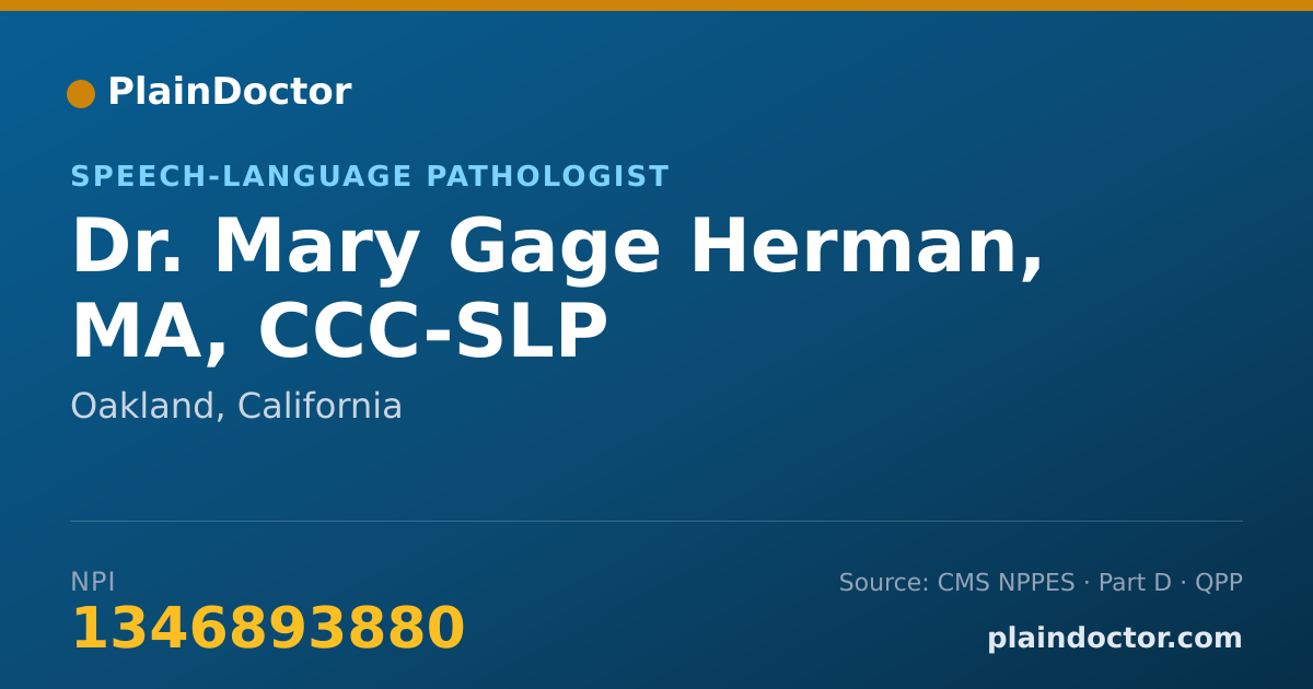 Shareable card for Mary Gage Herman, MA, CCC-SLP - Speech-Language Pathologist, Oakland, CA