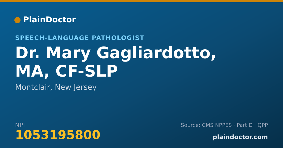 Shareable card for Mary Gagliardotto, MA, CF-SLP - Speech-Language Pathologist, Montclair, NJ