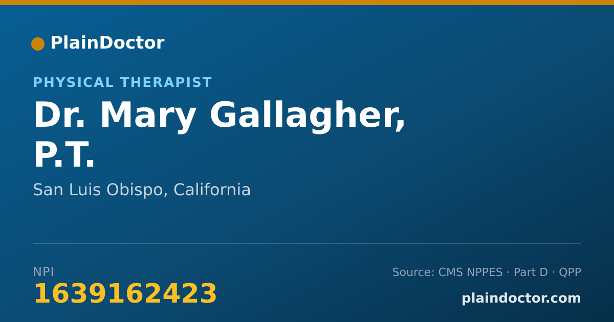 Shareable card for Mary Gallagher, P.T. - Physical Therapist, San Luis Obispo, CA