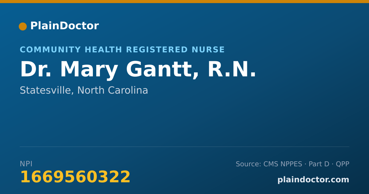 Shareable card for Mary Gantt, R.N. - Community Health Registered Nurse, Statesville, NC