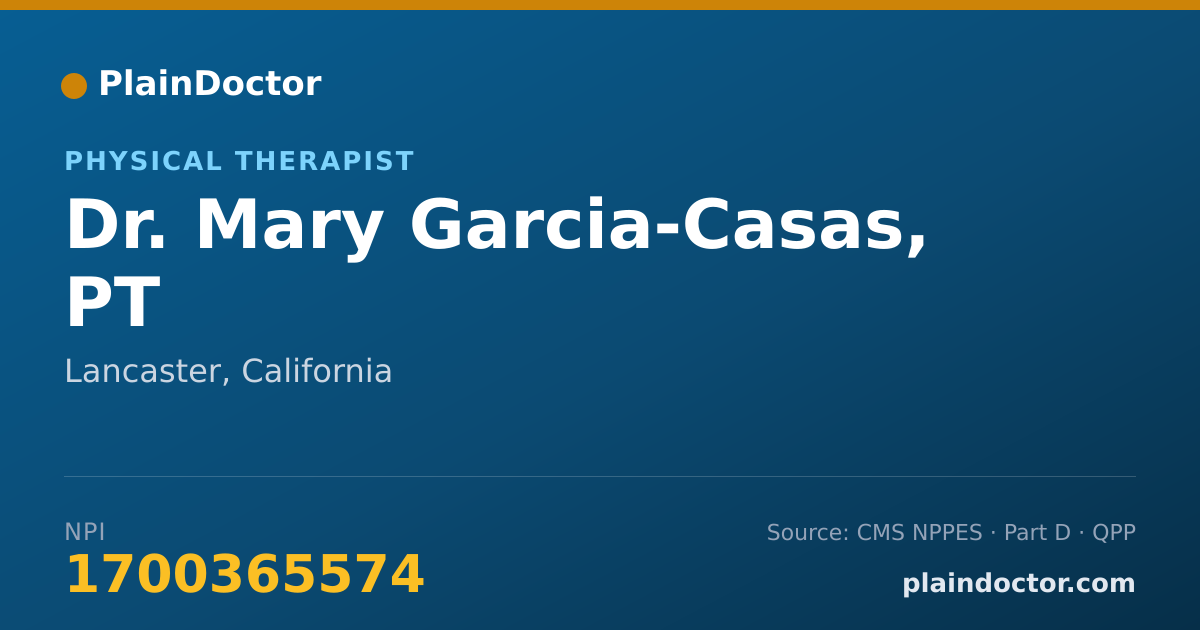 Shareable card for Mary Garcia-Casas, PT - Physical Therapist, Lancaster, CA