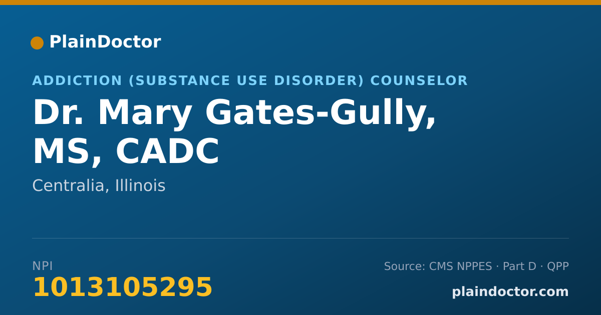 Shareable card for Mary Gates-Gully, MS, CADC - Addiction (Substance Use Disorder) Counselor, Centralia, IL