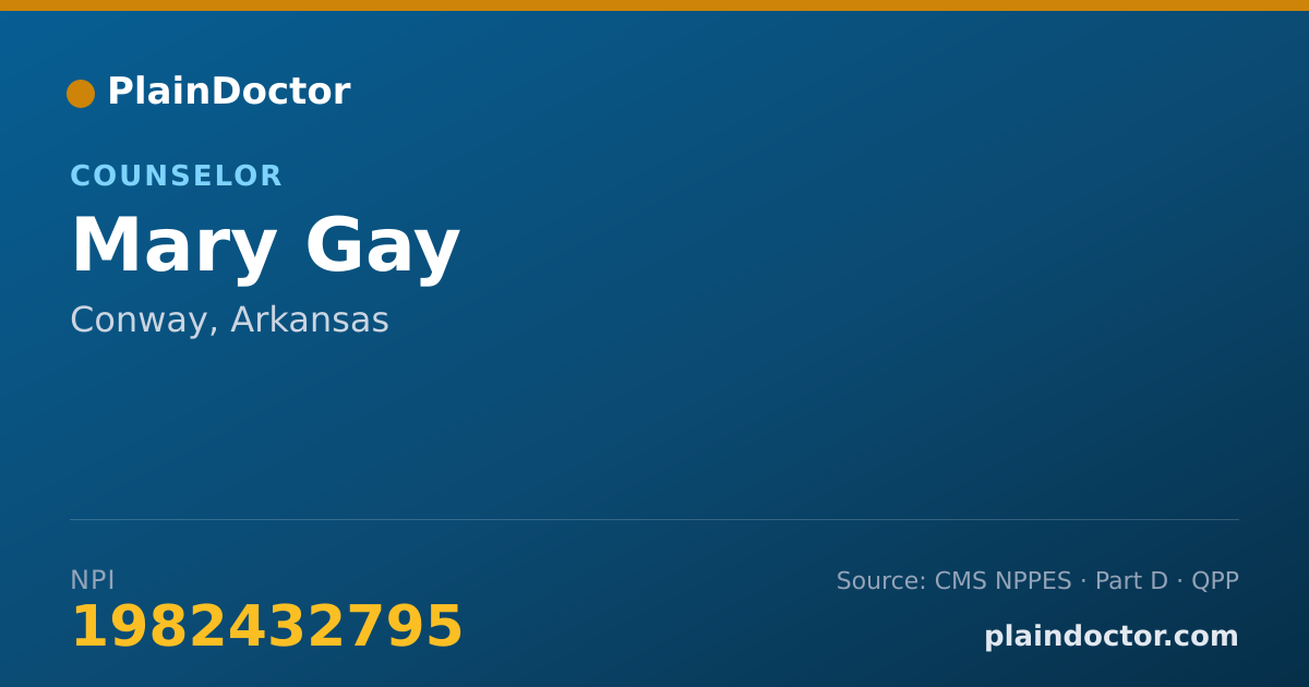Shareable card for Mary Gay - Counselor, Conway, AR