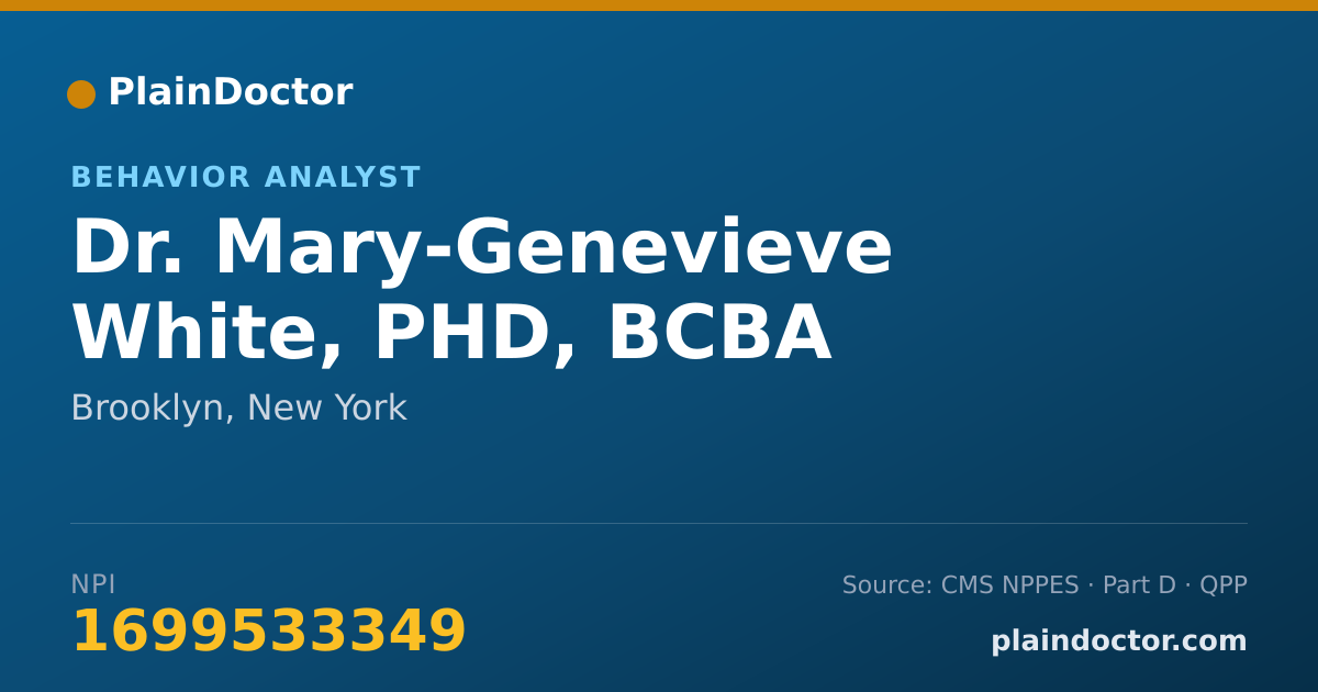 Shareable card for Mary-Genevieve White, PHD, BCBA - Behavior Analyst, Brooklyn, NY