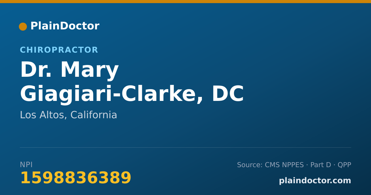 Shareable card for Mary Giagiari-Clarke, DC - Chiropractor, Los Altos, CA