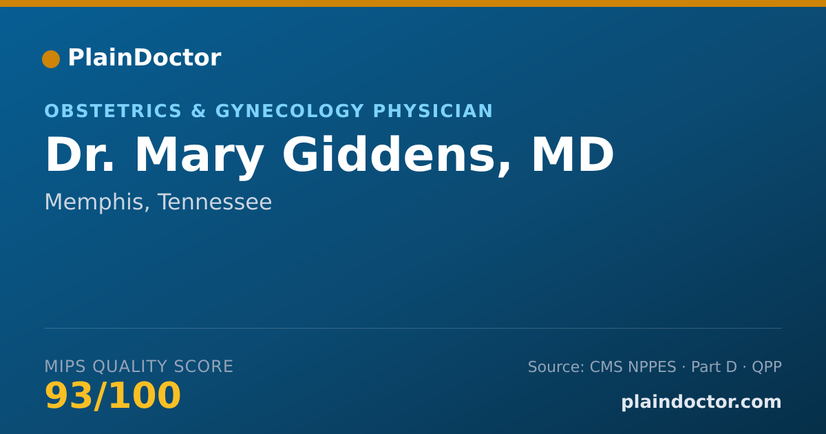 Shareable card for Mary Giddens, MD - Obstetrics & Gynecology Physician, Memphis, TN