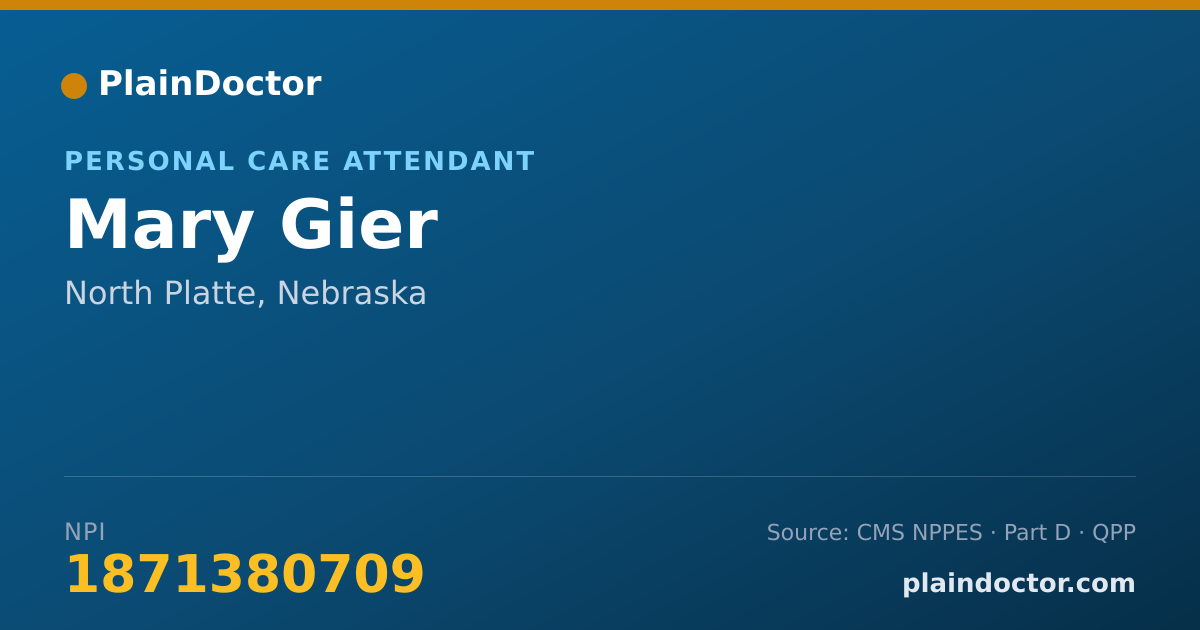Shareable card for Mary Gier - Personal Care Attendant, North Platte, NE
