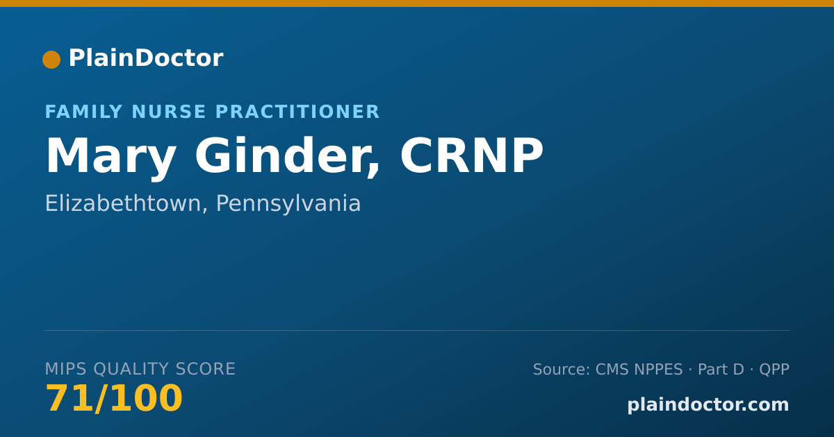 Shareable card for Mary Ginder, CRNP - Family Nurse Practitioner, Elizabethtown, PA