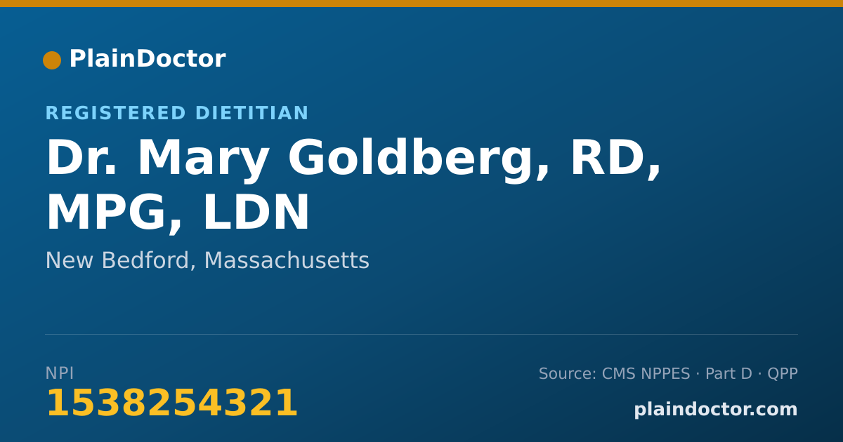 Shareable card for Mary Goldberg, RD, MPG, LDN - Registered Dietitian, New Bedford, MA