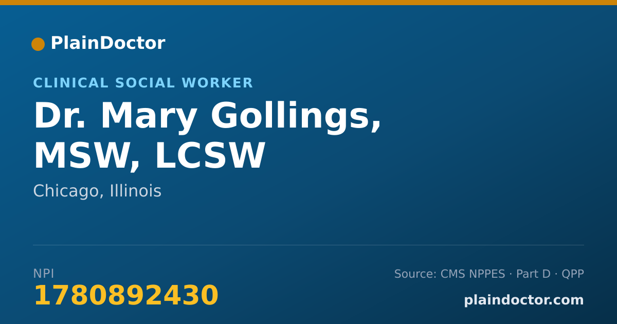 Shareable card for Mary Gollings, MSW, LCSW - Clinical Social Worker, Chicago, IL