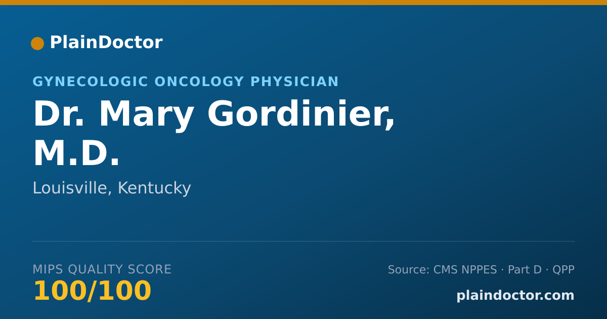 Shareable card for Mary Gordinier, M.D. - Gynecologic Oncology Physician, Louisville, KY