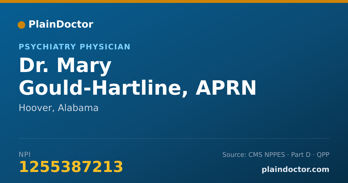Shareable card for Mary Gould-Hartline, APRN BC CEDS - Psychiatry Physician, Hoover, AL