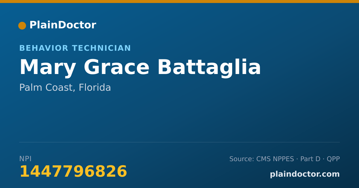 Shareable card for Mary Grace Battaglia - Behavior Technician, Palm Coast, FL