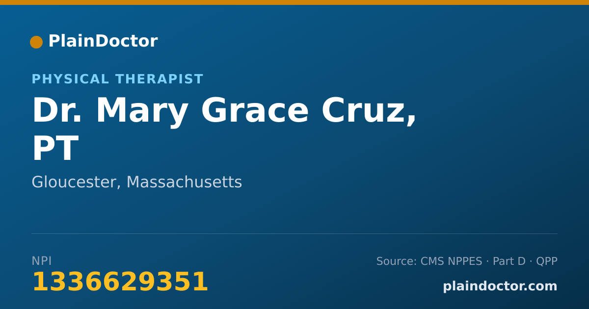 Shareable card for Mary Grace Cruz, PT - Physical Therapist, Gloucester, MA