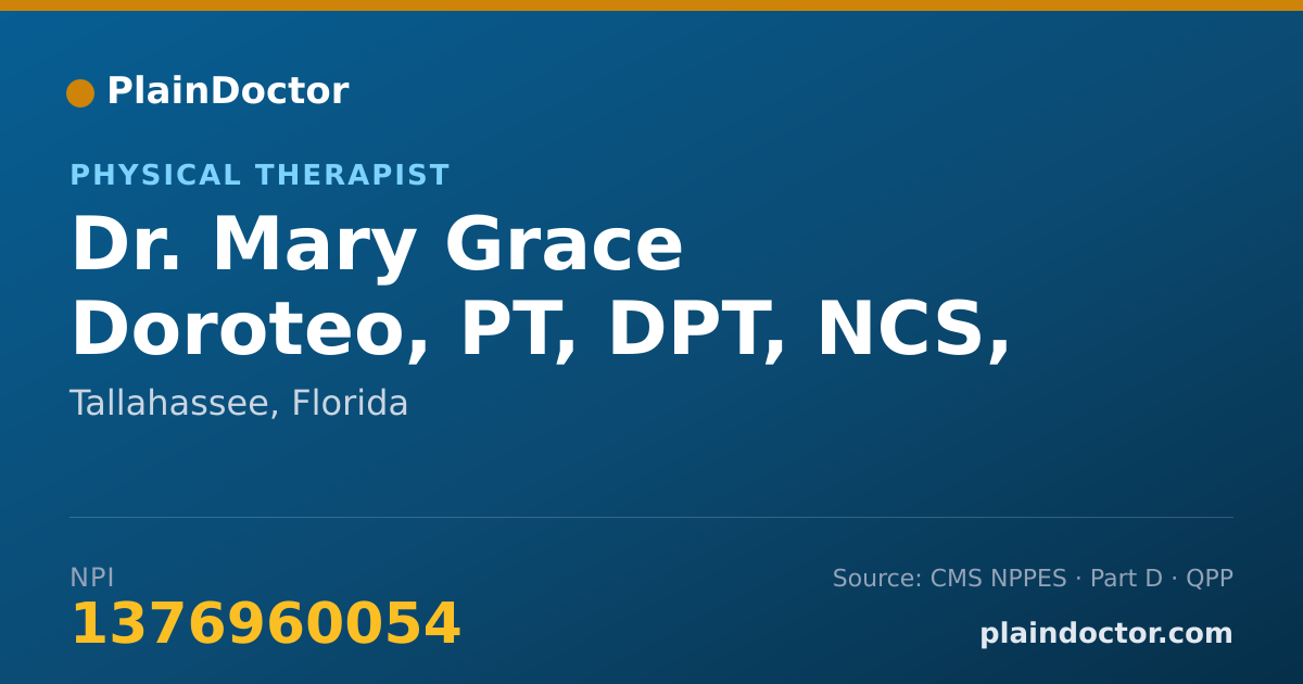Shareable card for Mary Grace Doroteo, PT, DPT, NCS, GCS - Physical Therapist, Tallahassee, FL