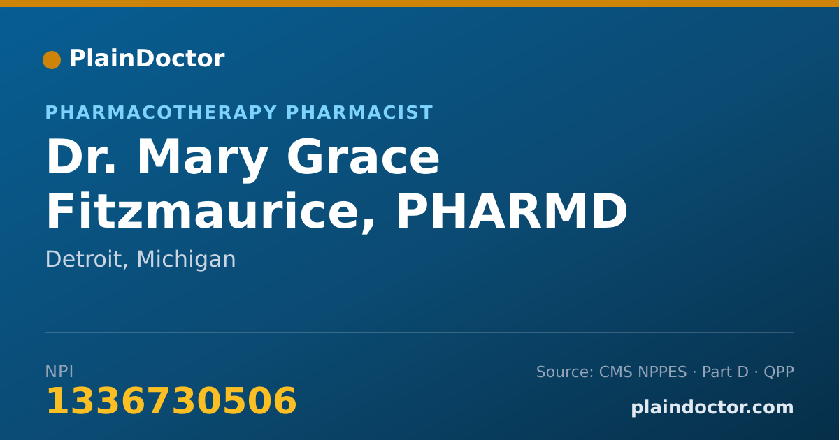 Shareable card for Mary Grace Fitzmaurice, PHARMD - Pharmacotherapy Pharmacist, Detroit, MI