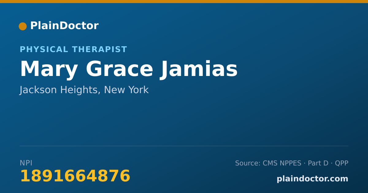 Shareable card for Mary Grace Jamias - Physical Therapist, Jackson Heights, NY