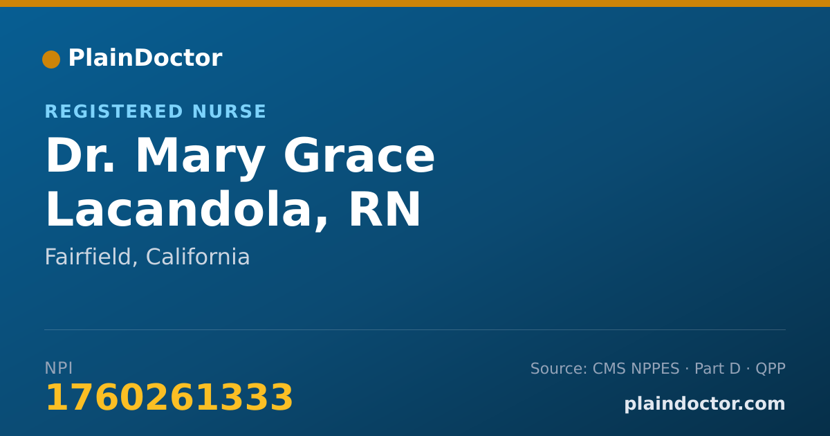 Shareable card for Mary Grace Lacandola, RN - Registered Nurse, Fairfield, CA