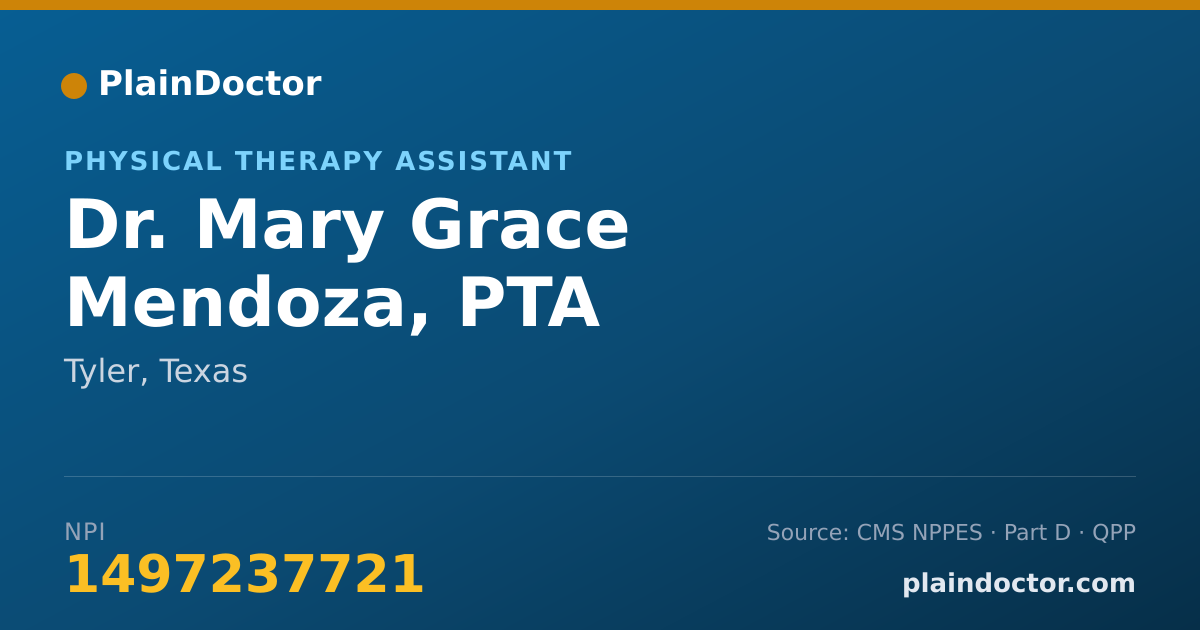Shareable card for Mary Grace Mendoza, PTA - Physical Therapy Assistant, Tyler, TX