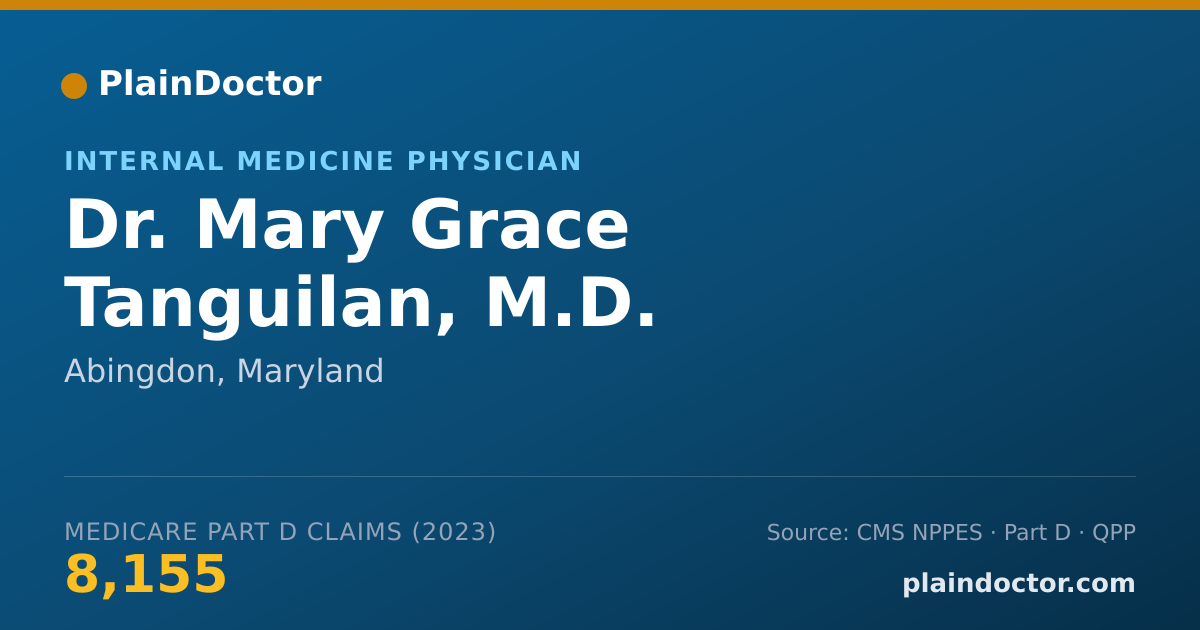 Shareable card for Mary Grace Tanguilan, M.D. - Internal Medicine Physician, Abingdon, MD