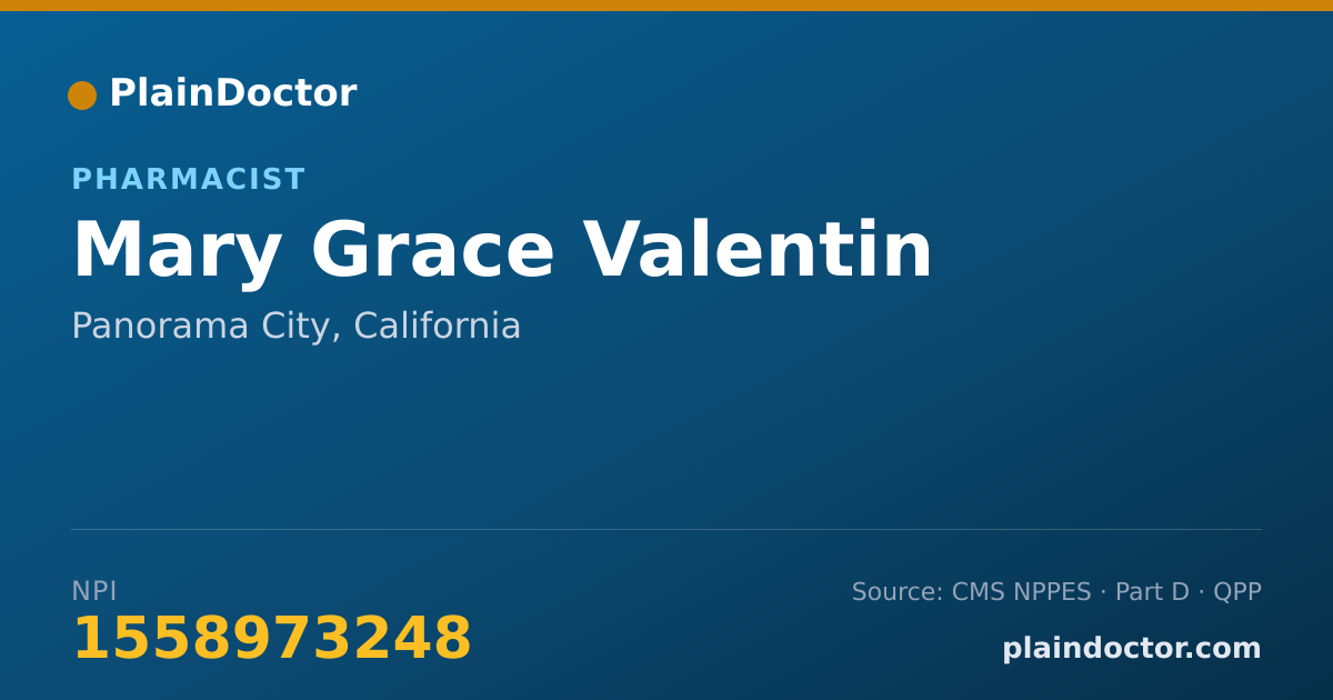 Shareable card for Mary Grace Valentin - Pharmacist, Panorama City, CA