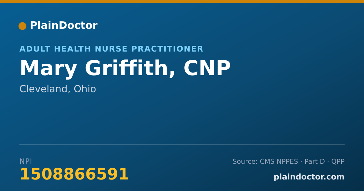 Shareable card for Mary Griffith, CNP - Adult Health Nurse Practitioner, Cleveland, OH