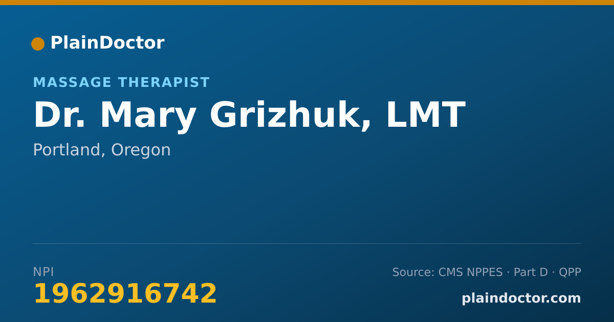 Shareable card for Mary Grizhuk, LMT - Massage Therapist, Portland, OR