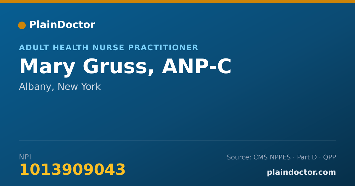 Shareable card for Mary Gruss, ANP-C - Adult Health Nurse Practitioner, Albany, NY