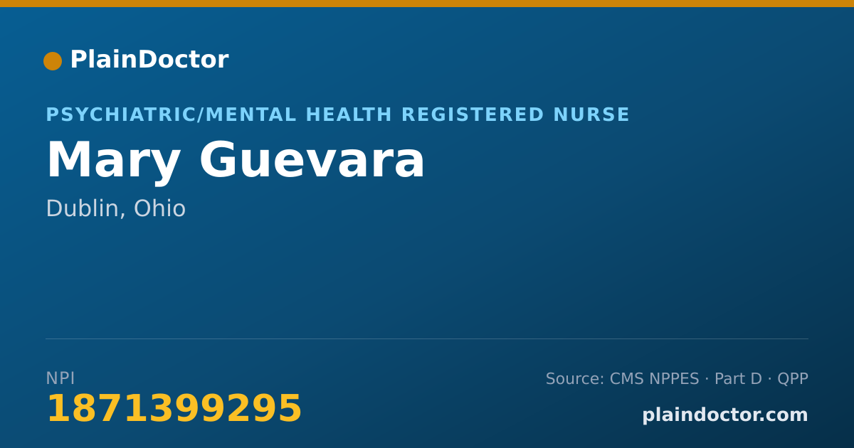 Shareable card for Mary Guevara - Psychiatric/Mental Health Registered Nurse, Dublin, OH