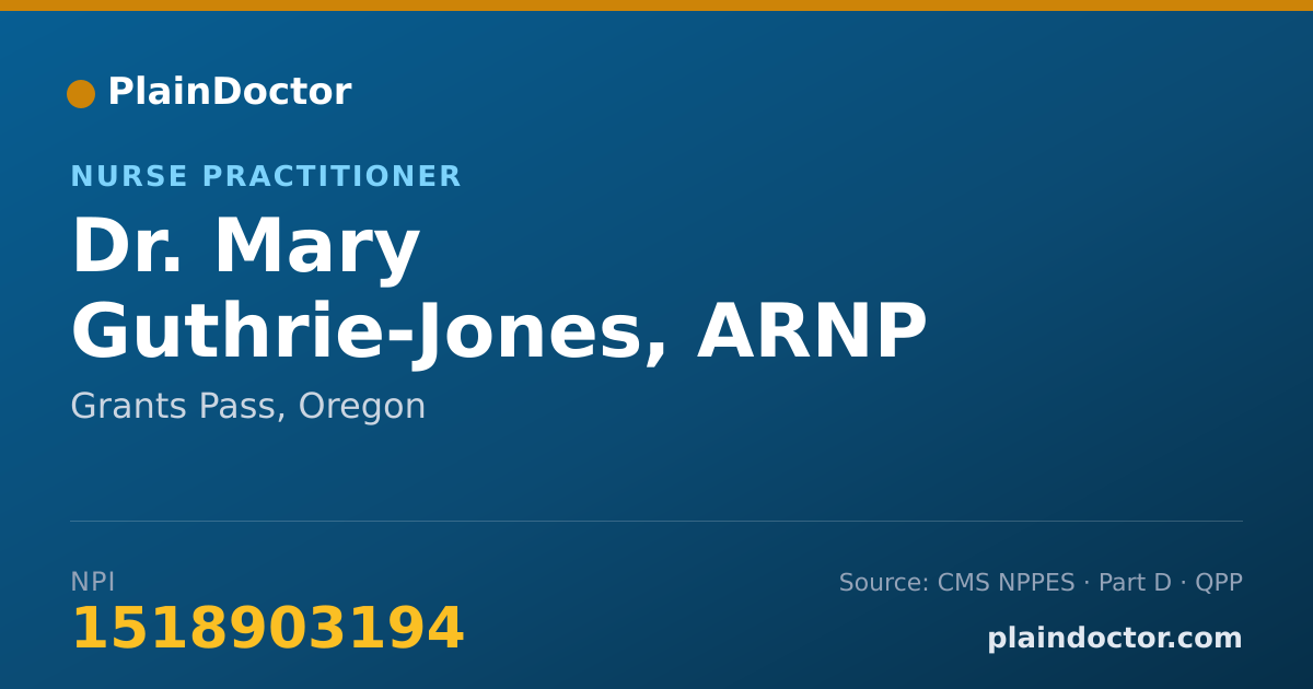 Shareable card for Mary Guthrie-Jones, ARNP - Nurse Practitioner, Grants Pass, OR