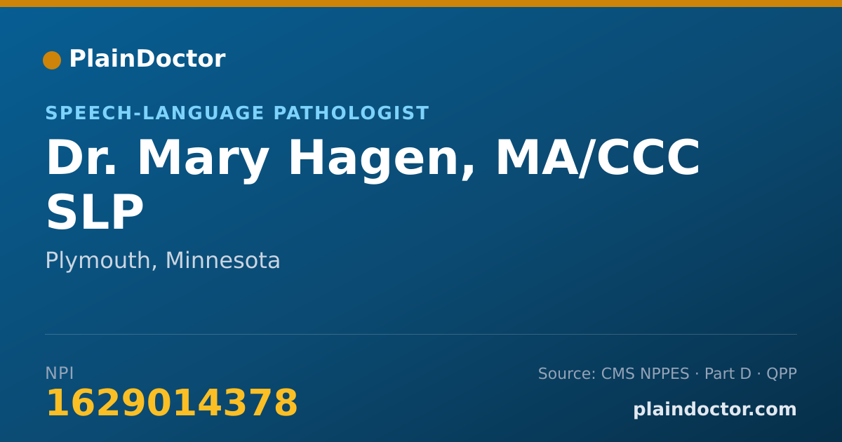 Shareable card for Mary Hagen, MA/CCC SLP - Speech-Language Pathologist, Plymouth, MN