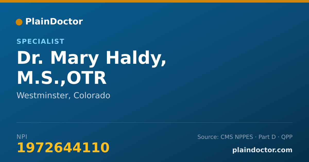 Shareable card for Mary Haldy, M.S.,OTR - Specialist, Westminster, CO