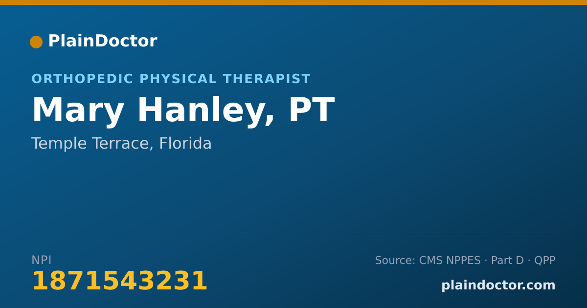 Shareable card for Mary Hanley, PT - Orthopedic Physical Therapist, Temple Terrace, FL