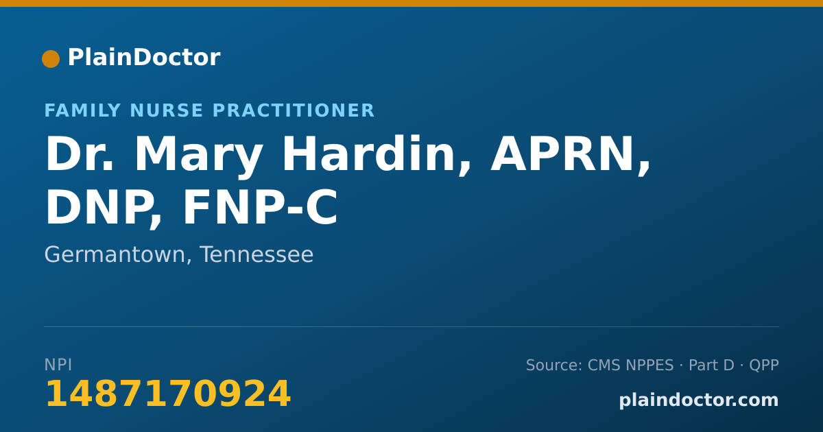 Shareable card for Mary Hardin, APRN, DNP, FNP-C - Family Nurse Practitioner, Germantown, TN
