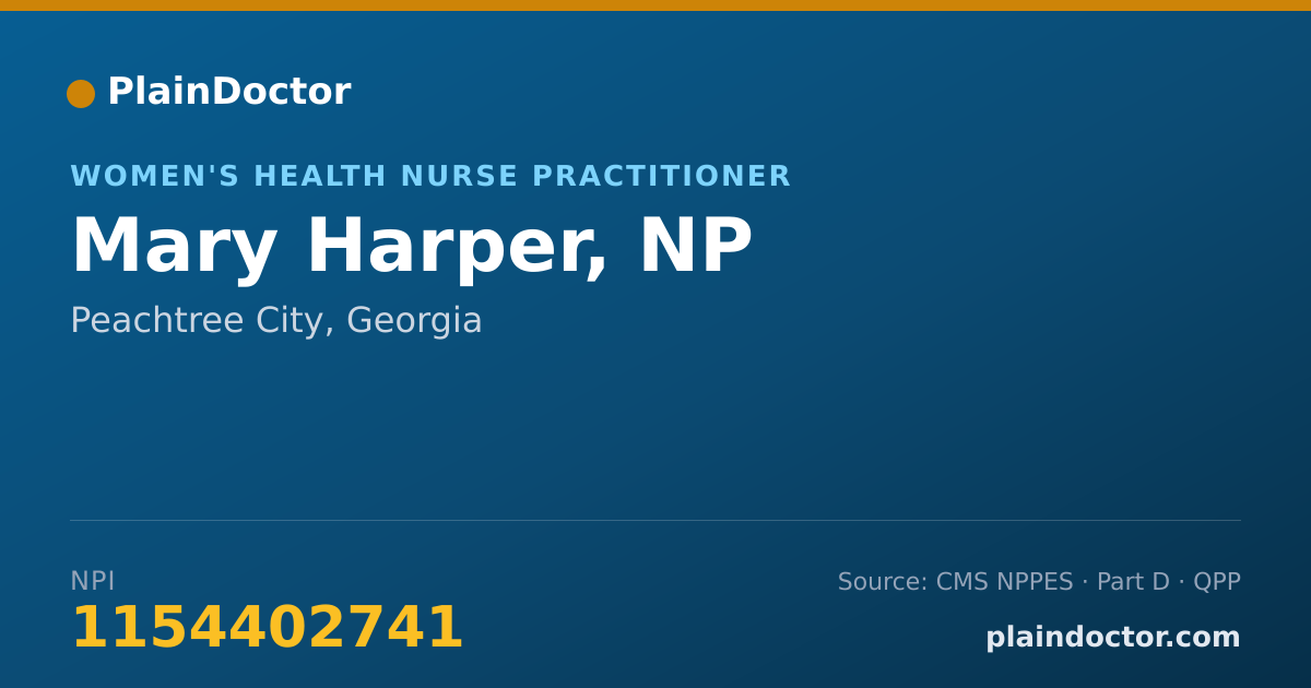 Shareable card for Mary Harper, NP - Women's Health Nurse Practitioner, Peachtree City, GA