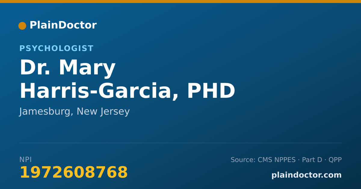 Shareable card for Mary Harris-Garcia, PHD - Psychologist, Jamesburg, NJ