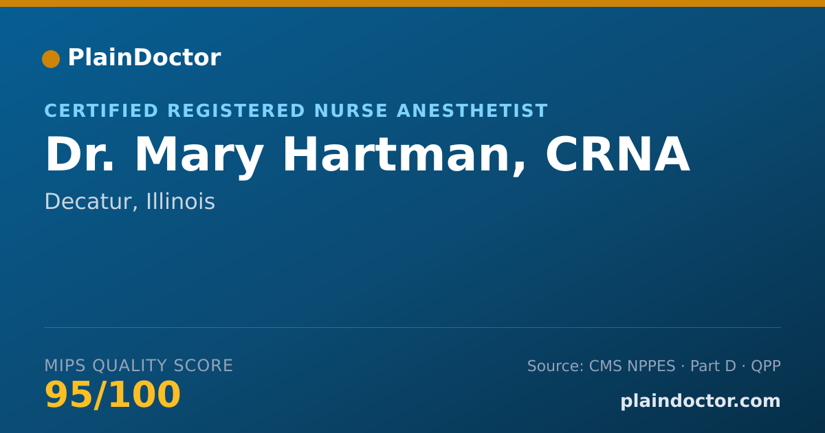 Shareable card for Mary Hartman, CRNA - Certified Registered Nurse Anesthetist, Decatur, IL