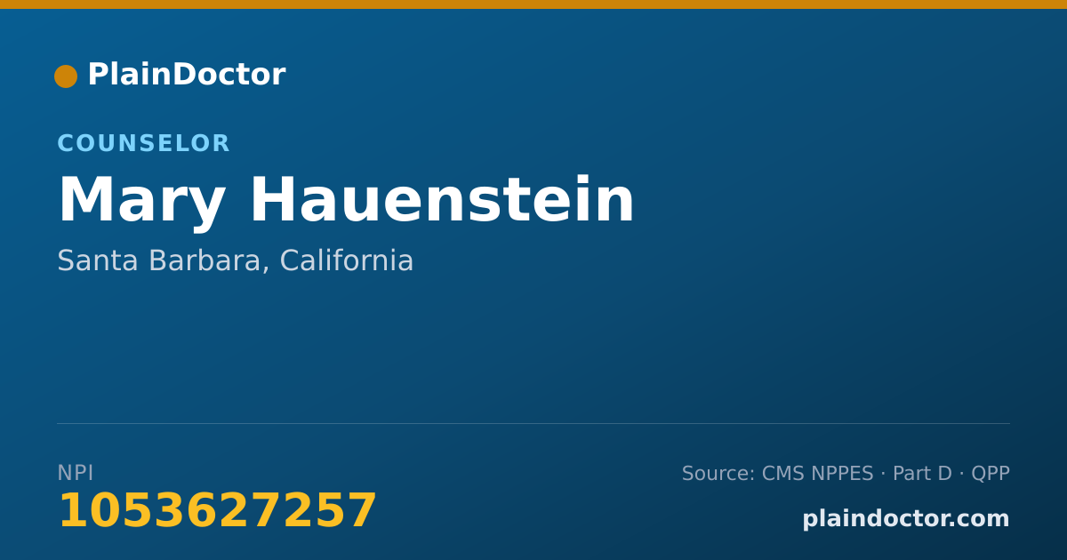 Shareable card for Mary Hauenstein - Counselor, Santa Barbara, CA