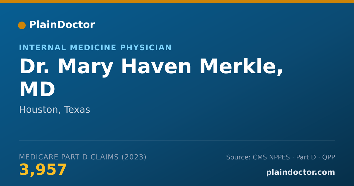 Shareable card for Mary Haven Merkle, MD - Internal Medicine Physician, Houston, TX